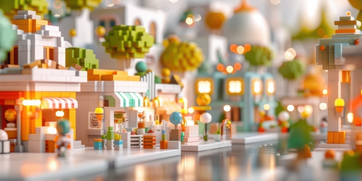Mâini de copil care construiesc un set LEGO colorat pe o masă, piese împrăștiate în jur