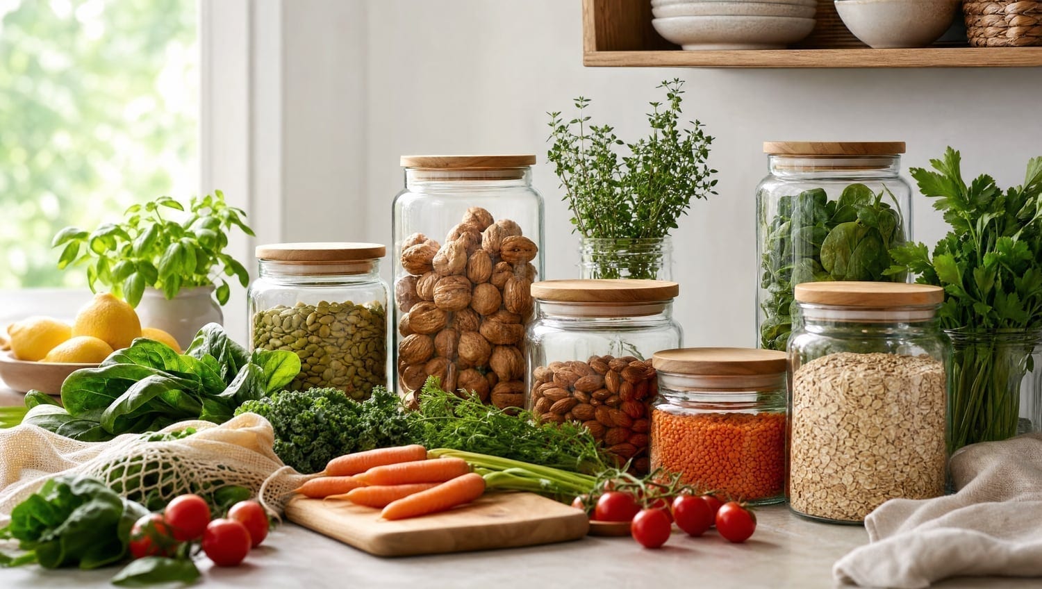 Frigider organizat cu legume și fructe în sertare, exemplu de reducere a risipei alimentare acasă